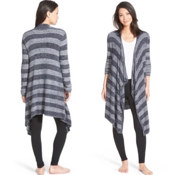 Barefoot Dreams Bamboo Chic Lite Striped Calypso Wrap Cardigan Sweater - Picture 1 of 6